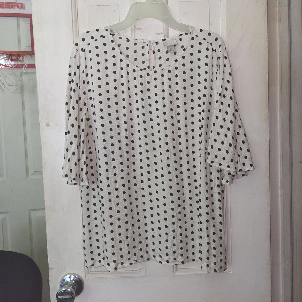 Polka Dot Wide Sleeve Top